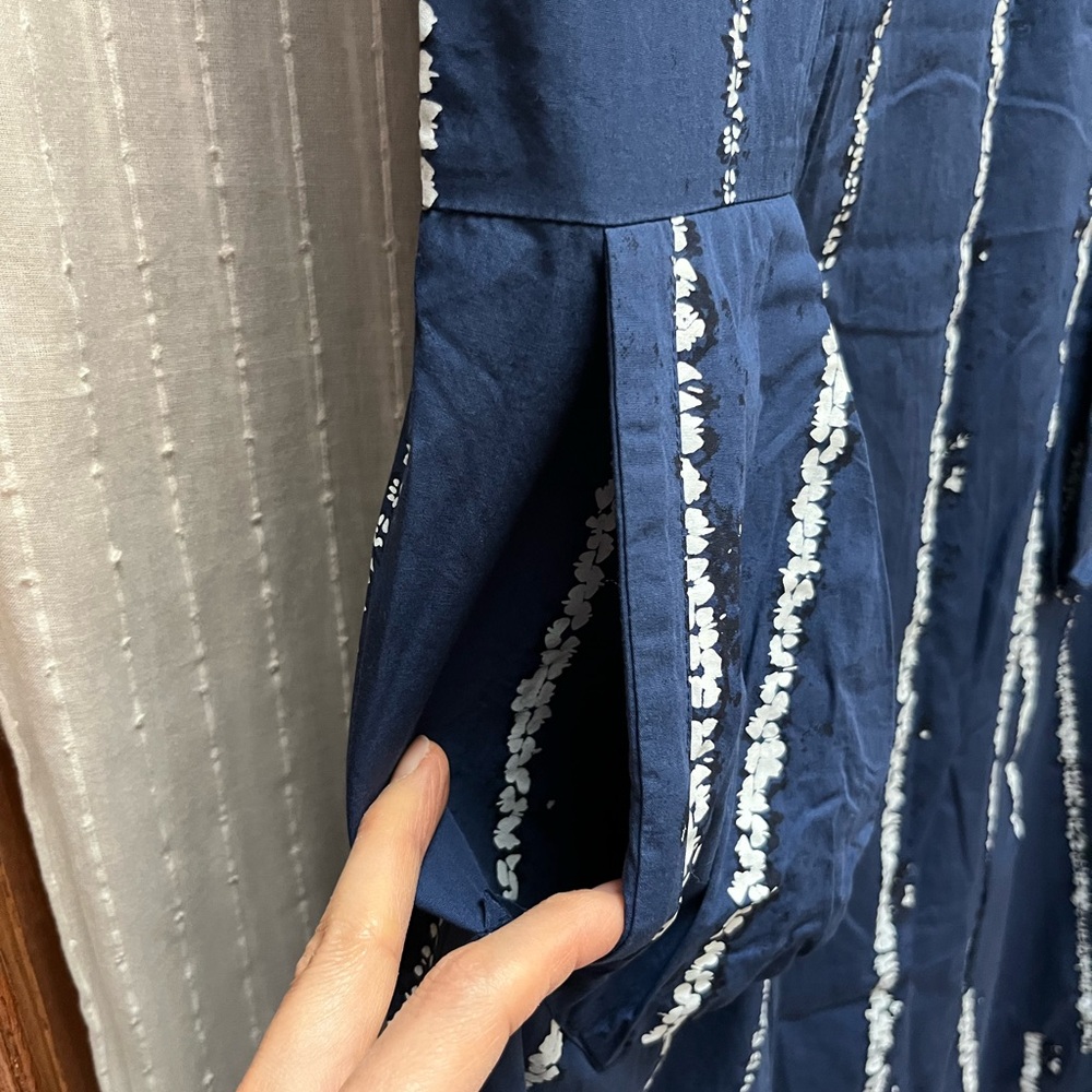 Snapdragon & Twig by Tulip Annie Indigo Blue Cotton Midi Dress size M - Picture 6 of 8